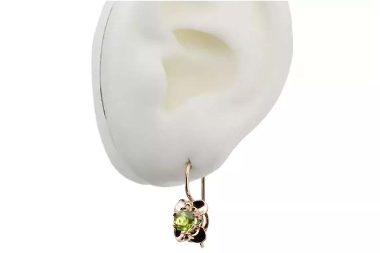 Originales Vintage-Roségold aus 14 Karat Gelber Peridot Ohrringe Vintage Stil vec116r