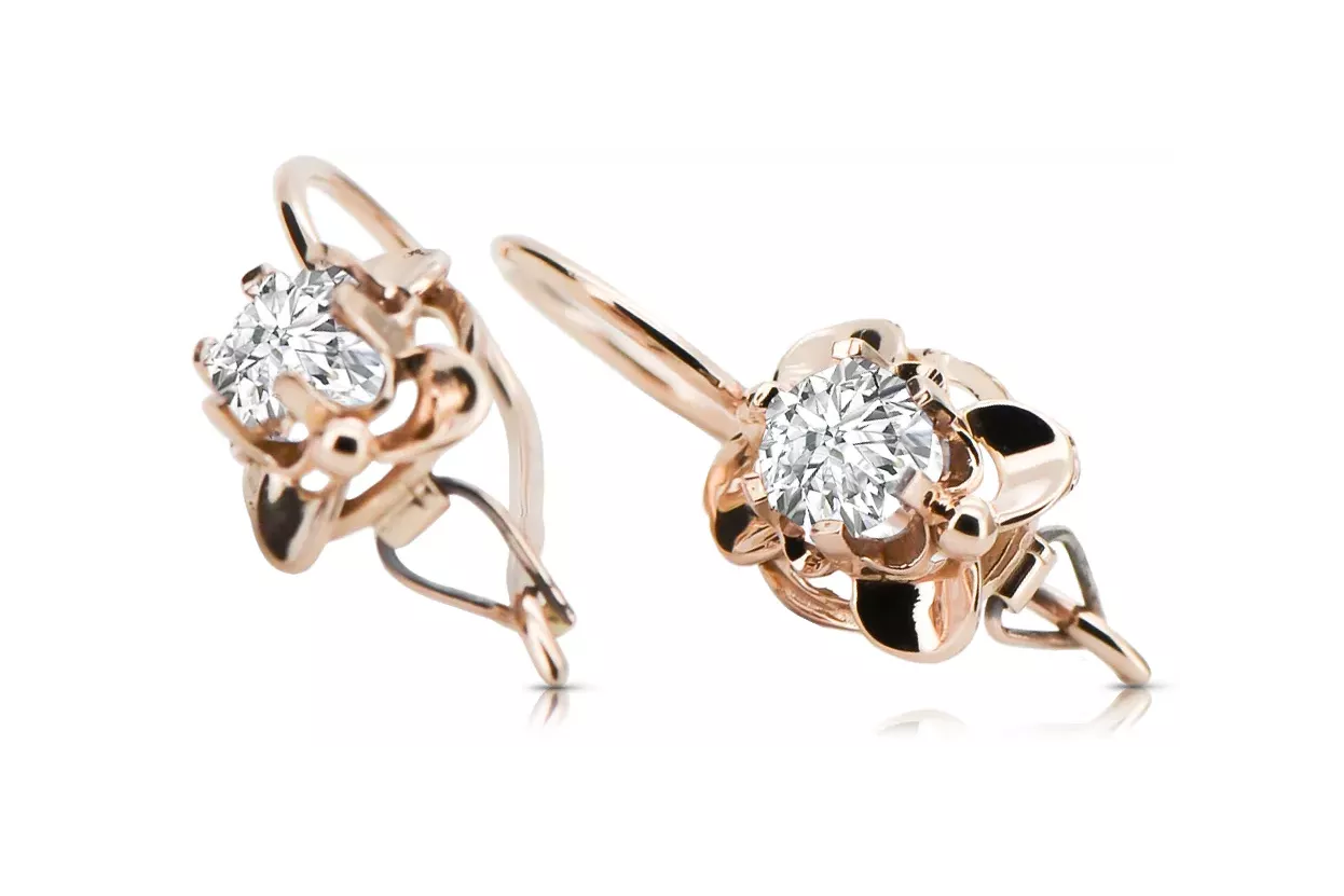 Vintage craft Earrings Zircon Original Vintage 14K Rose Gold vec116r Vintage craft Earrings Zircon Original Vintage 14K Rose Gold vec116r