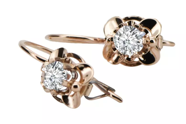 Vintage Stil Ohrringe Zirkon Originales Vintage-Roségold aus 14 Karat vec116r