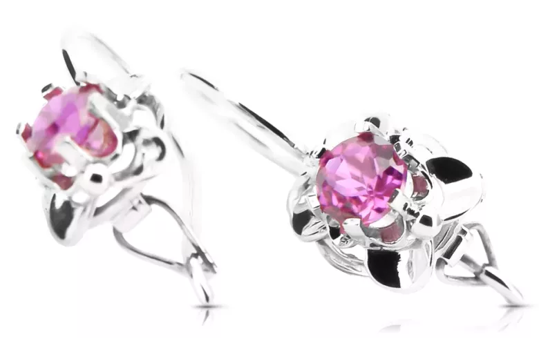 Vintage silver 925 amethyst earrings vec116s Russian Soviet style