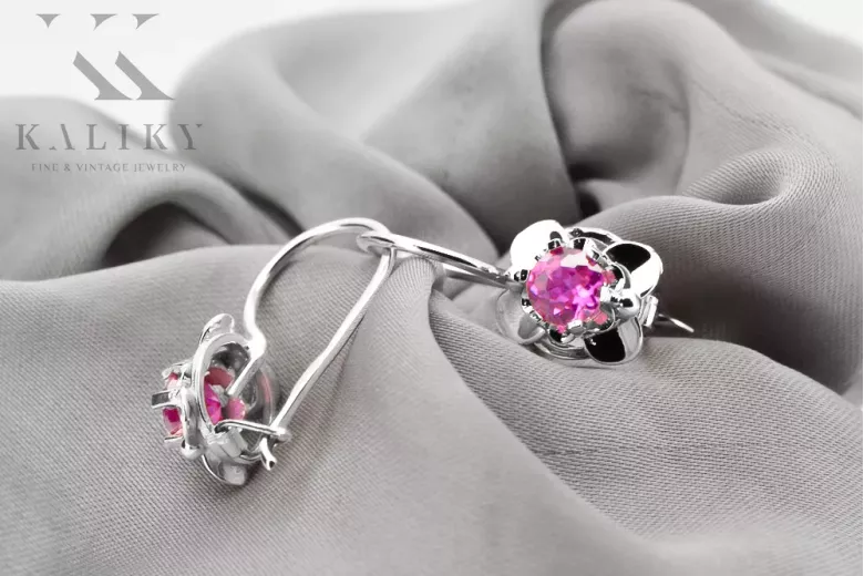 Vintage silver 925 amethyst earrings vec116s Russian Soviet style