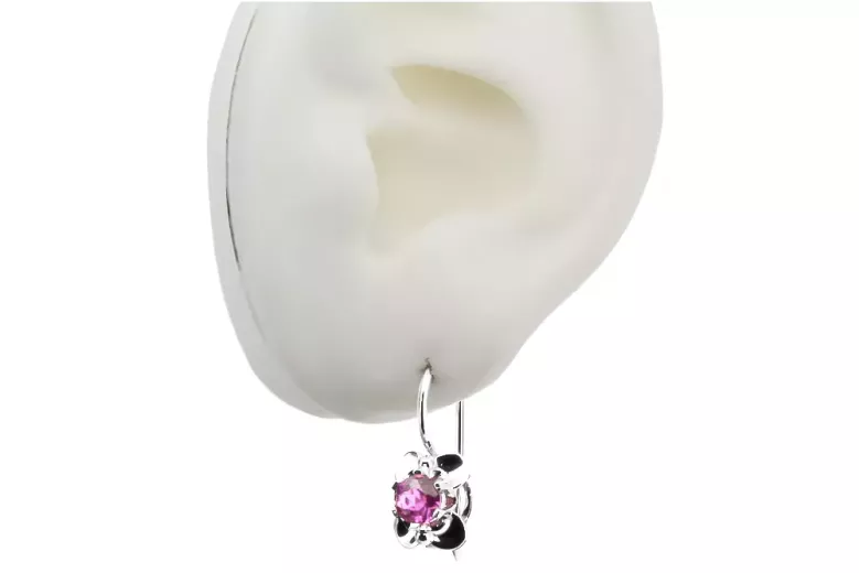 Boucles d'oreilles vintage argent 925 améthyste vec116s style soviétique russe