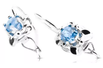 Vintage silver 925 aquamarine earrings vec116s Russian Soviet style