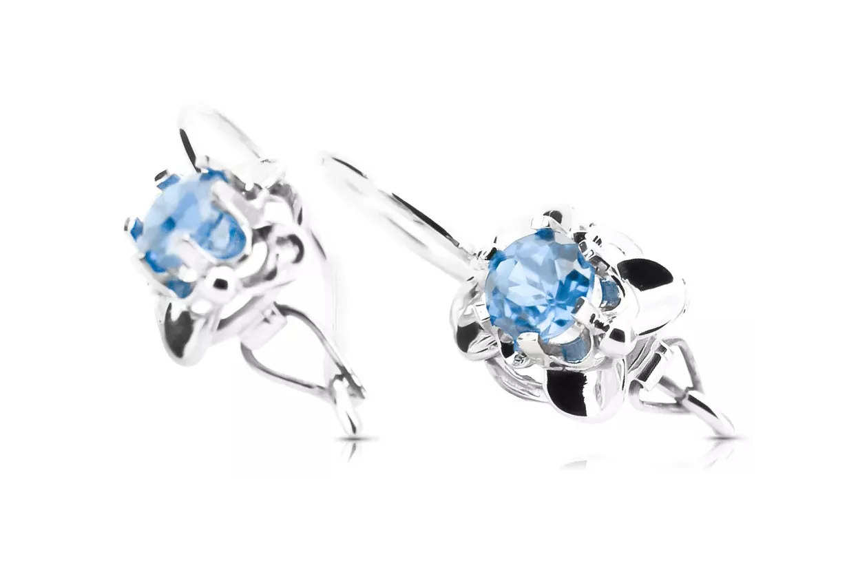 Vintage silver 925 aquamarine earrings vec116s Russian Soviet style Vintage silver 925 aquamarine earrings vec116s Russian Soviet style