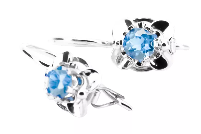 Vintage silver 925 aquamarine earrings vec116s Russian Soviet style