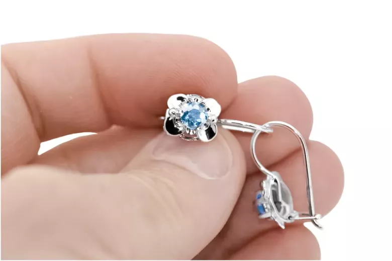 Vintage silber 925 aquamarine Ohrringe vec116s Russischer Sowjetstil