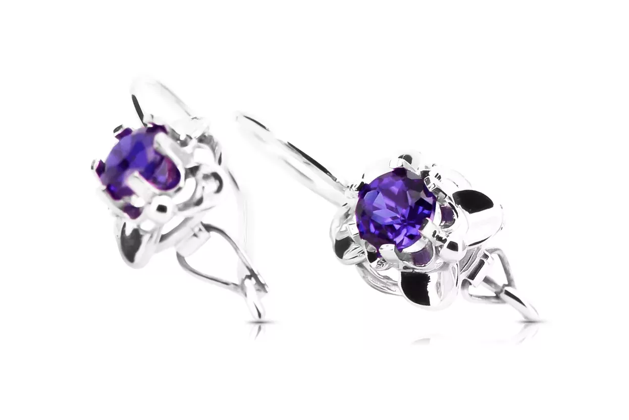 Vintage silver 925 Alexandrite earrings vec116s Vintage Russian Soviet style Vintage silver 925 Alexandrite earrings vec116s Vintage Russian Soviet style