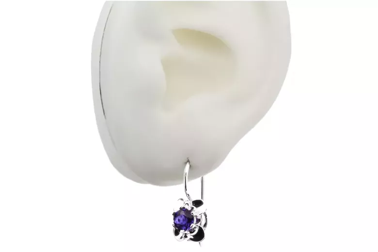 copie de Vintage argent 925 Alexandrite boucles d'oreilles vec019s Vintage russe style soviétique