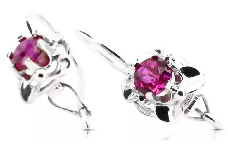 Vintage silver 925 Ruby earrings vec116s Russian Soviet style