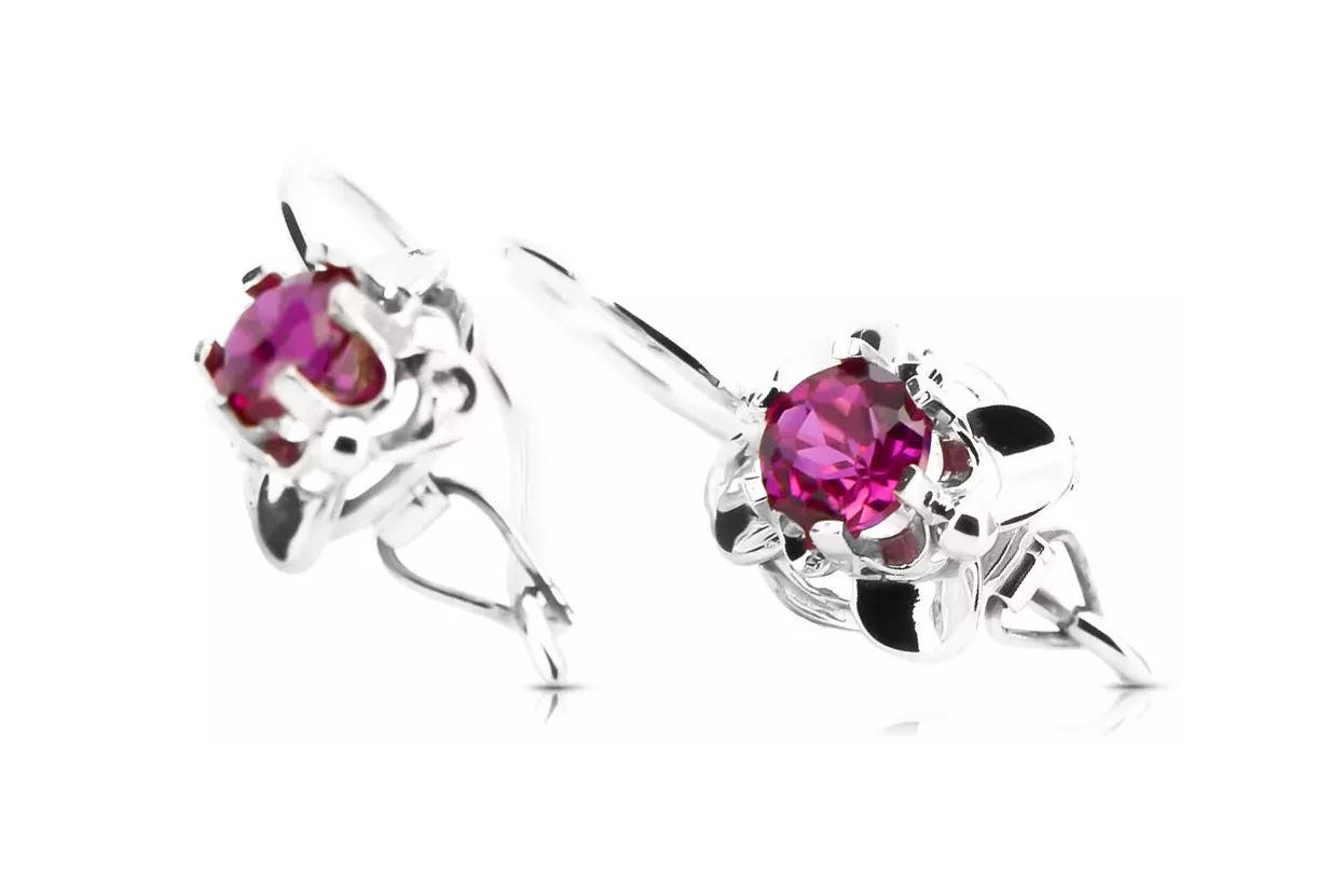 Vintage silver 925 Ruby earrings vec116s Russian Soviet style Vintage silver 925 Ruby earrings vec116s Russian Soviet style