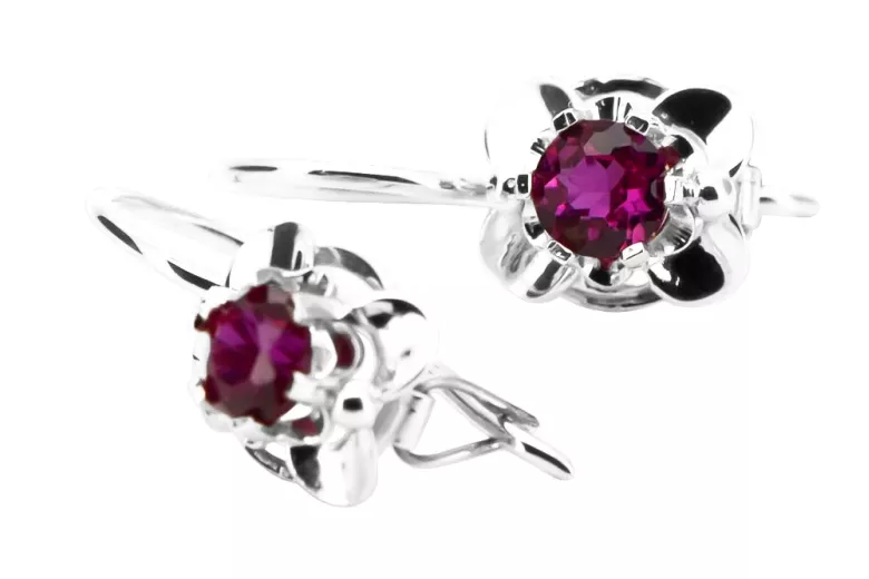 Vintage silver 925 Ruby earrings vec116s Russian Soviet style