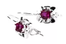 Vintage silver 925 Ruby earrings vec116s Russian Soviet style