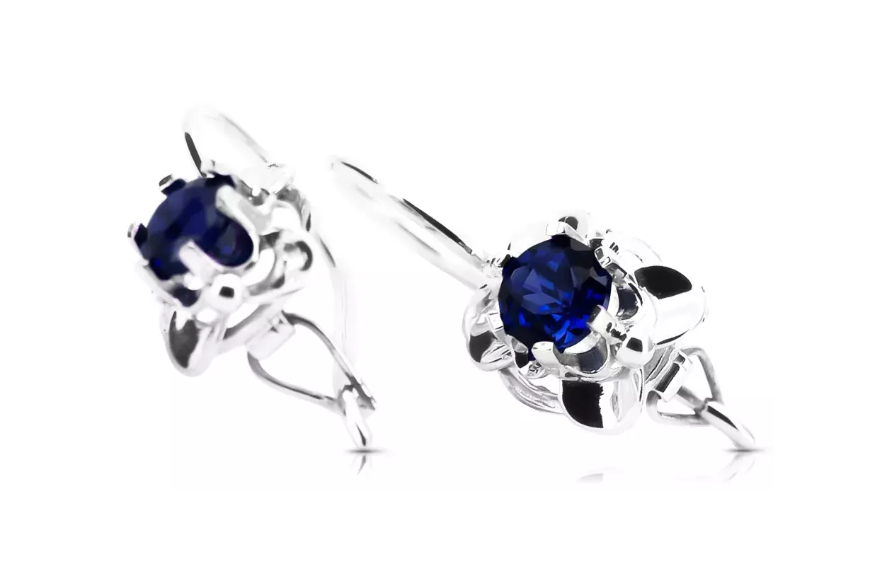 Vintage silver 925 Sapphire earrings vec116s Russian Soviet style Vintage silver 925 Sapphire earrings vec116s Russian Soviet style