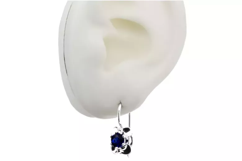 Vintage silver 925 Sapphire earrings vec116s Russian Soviet style