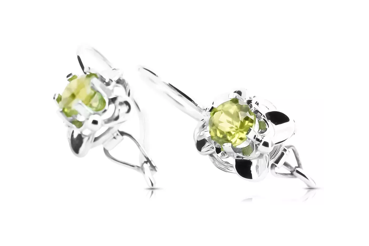 Vintage silver 925 yellow peridot earrings vec116s Russian Soviet style Vintage silver 925 yellow peridot earrings vec116s Russian Soviet style