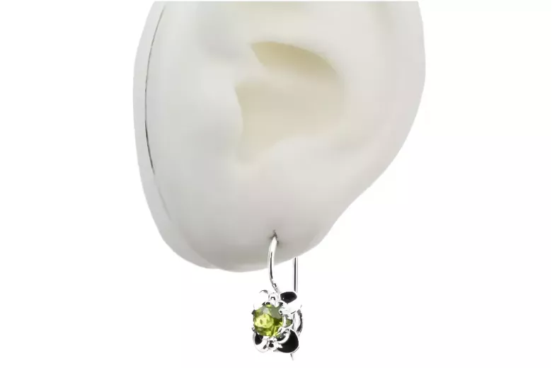 Vintage silver 925 yellow peridot earrings vec116s Russian Soviet style