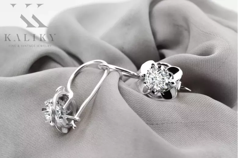 Vintage silver 925 cubic zircon earrings vec116s Russian Soviet style