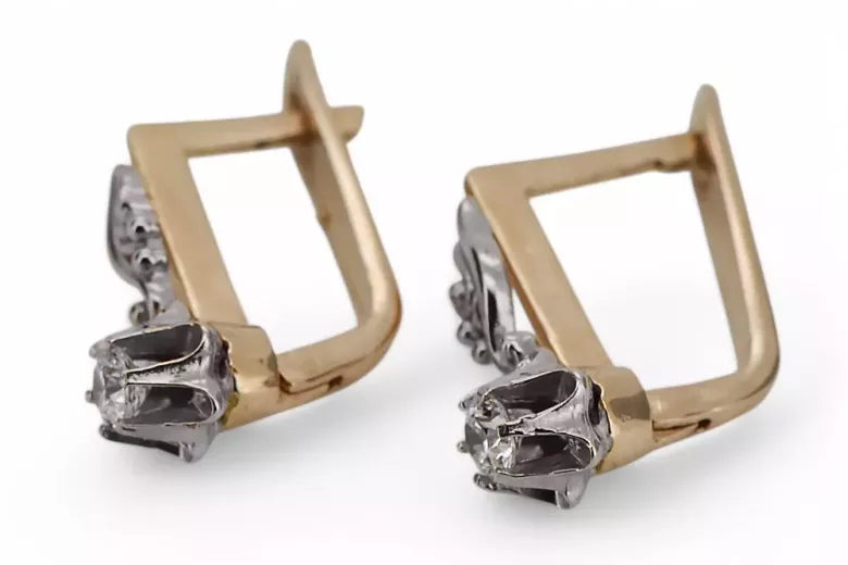 Earrings Vintage Jewlery Zircon Original Vintage 14K Rose White Gold vec150r