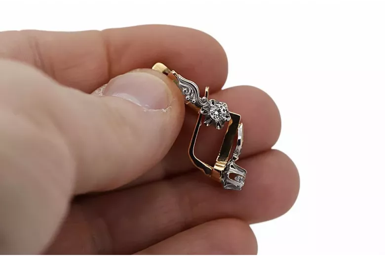 Pendientes Estilo vintage Circón Oro rosa y blanco vintage original de 14k vec150r