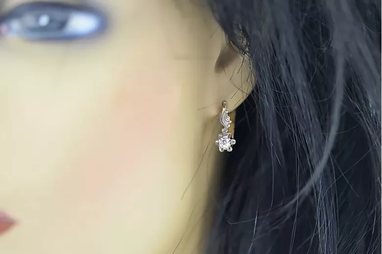 Pendientes Estilo vintage Circón Oro rosa y blanco vintage original de 14k vec150r