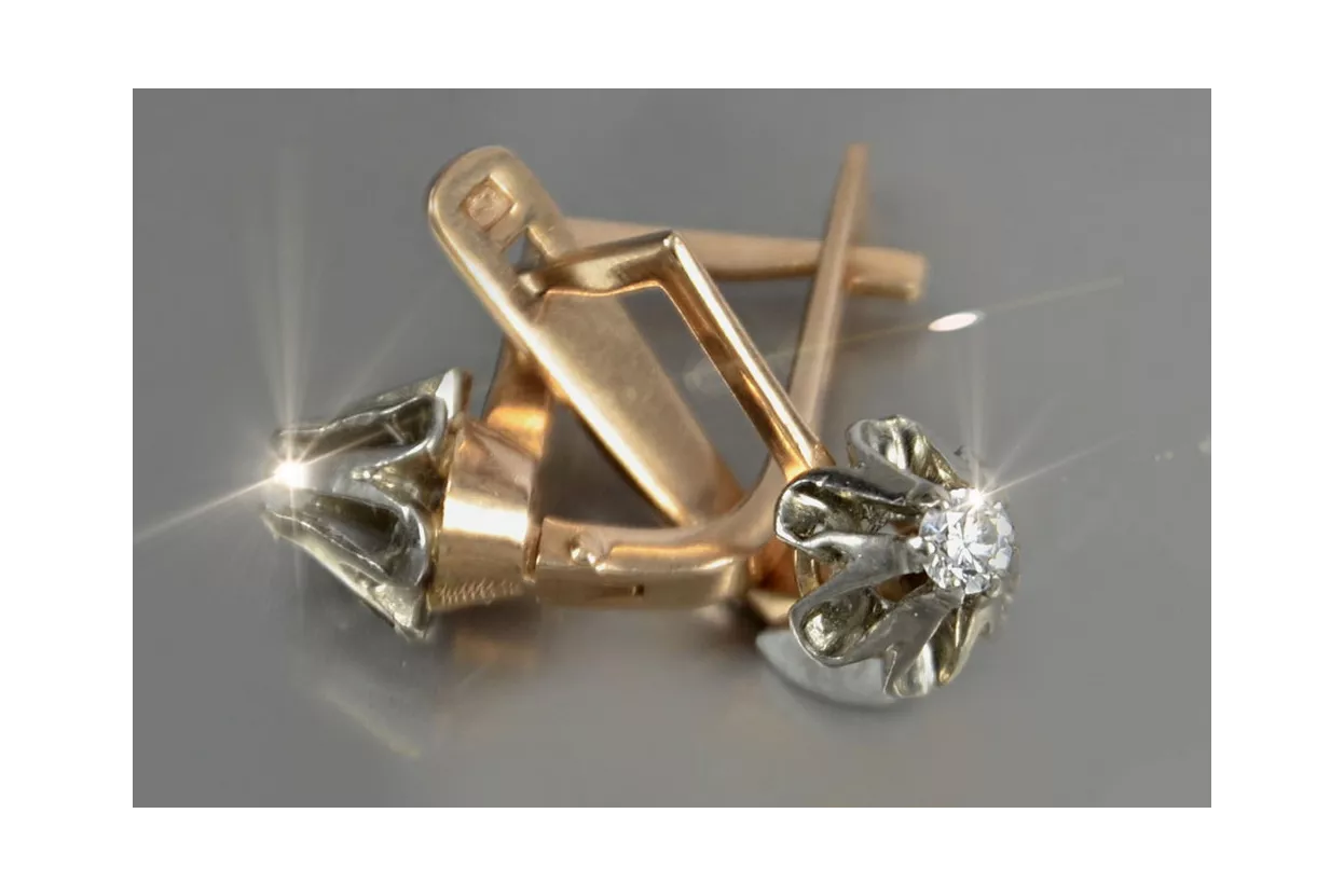 Ruso soviético rosa rosa 14k 585 oro Vintage pendientes vec197 alejandrita rubí esmeralda zafiro...