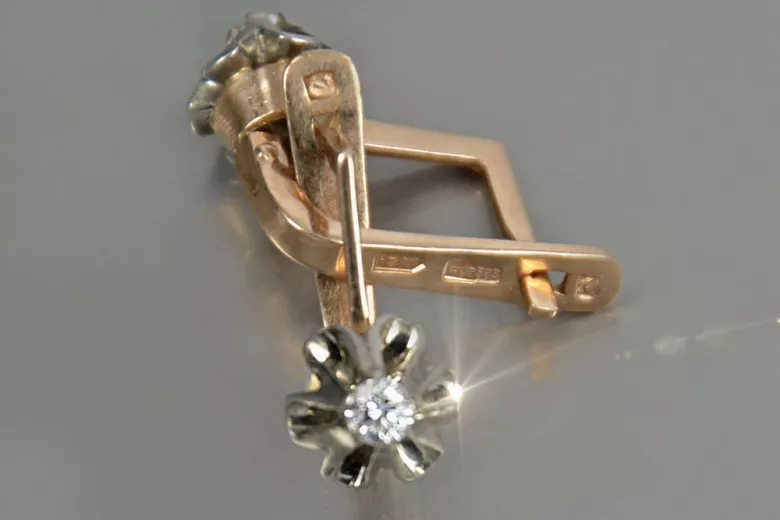 Ruso soviético rosa rosa 14k 585 oro Vintage pendientes vec197 alejandrita rubí esmeralda zafiro... Ruso soviético rosa rosa 14k 585 oro Vintage pendientes vec197 alejandrita rubí esmeralda zafiro...