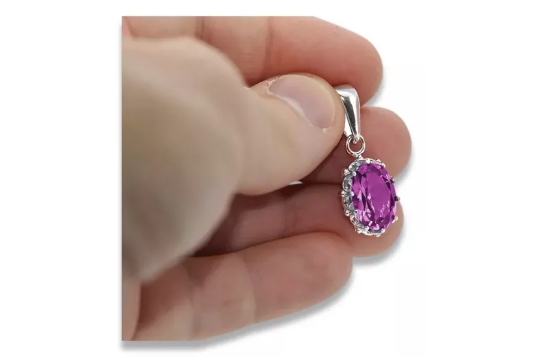 Sterling Silber 925 Amethyst Anhänger Vintage vpc008s