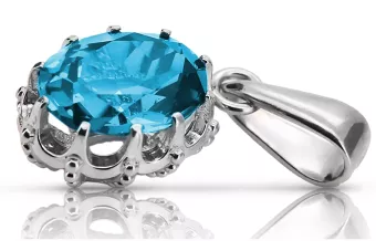 Lira sterlină de argint 925 Acvamarin Pandantiv Vintage Craft  vpc008s