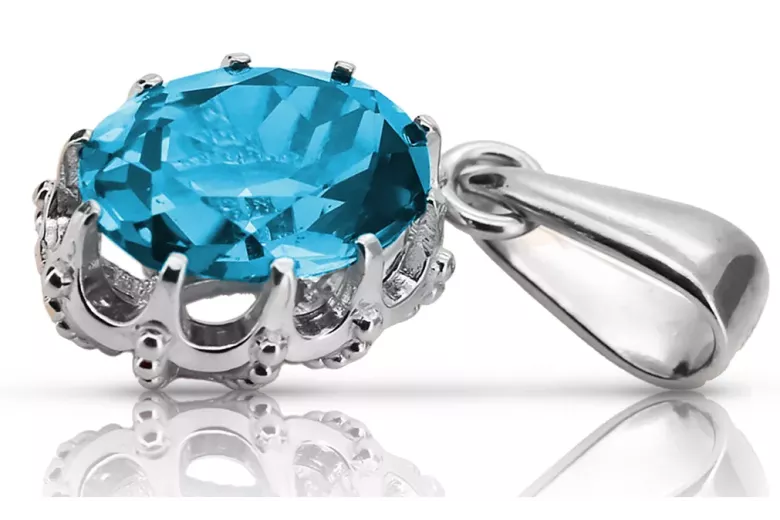 Lira sterlină de argint 925 Acvamarin Pandantiv Vintage Craft  vpc008s