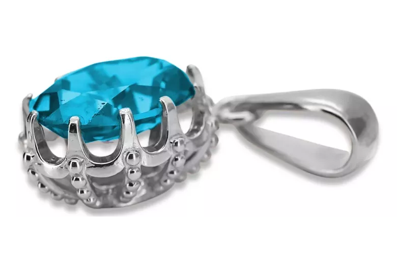 Sterling Silber 925 Aquamarin Anhänger Vintage Schmuck vpc008s