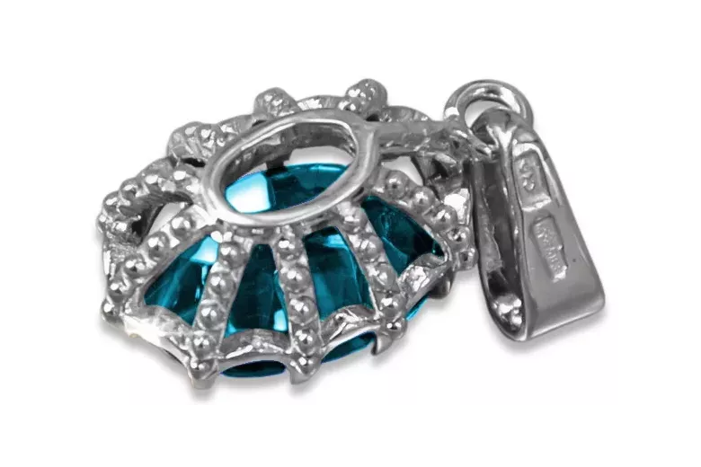 Lira sterlină de argint 925 Acvamarin Pandantiv Vintage Craft  vpc008s