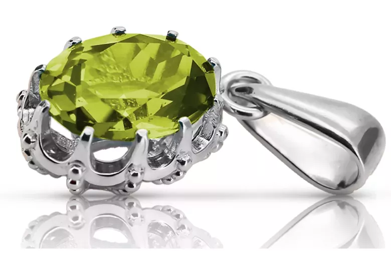 Gelber Peridot Sterling Silber 925 Anhänger Vintage Schmuck vpc008s