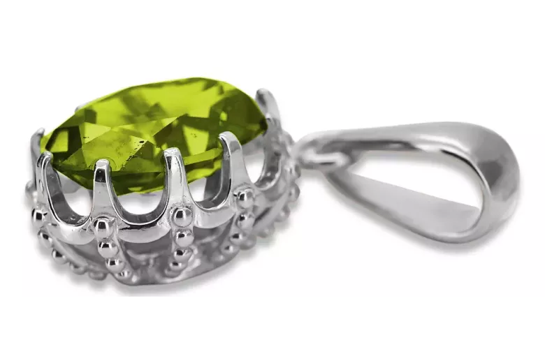 Gelber Peridot Sterling Silber 925 Anhänger Vintage Schmuck vpc008s