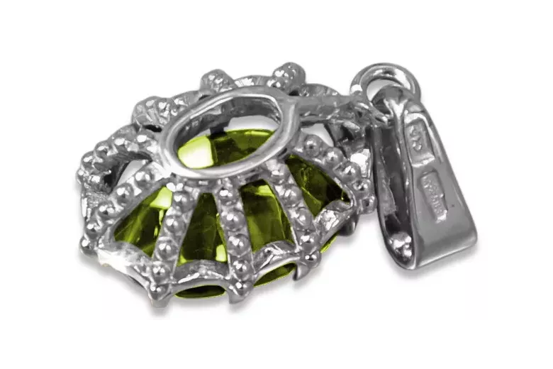 Pendentif Vintage Péridot jaune Argent sterling 925 vpc008s