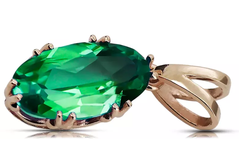 Висулка Винтидж стил Смарагд Оригинално ретро 14k розово злато vpc019r