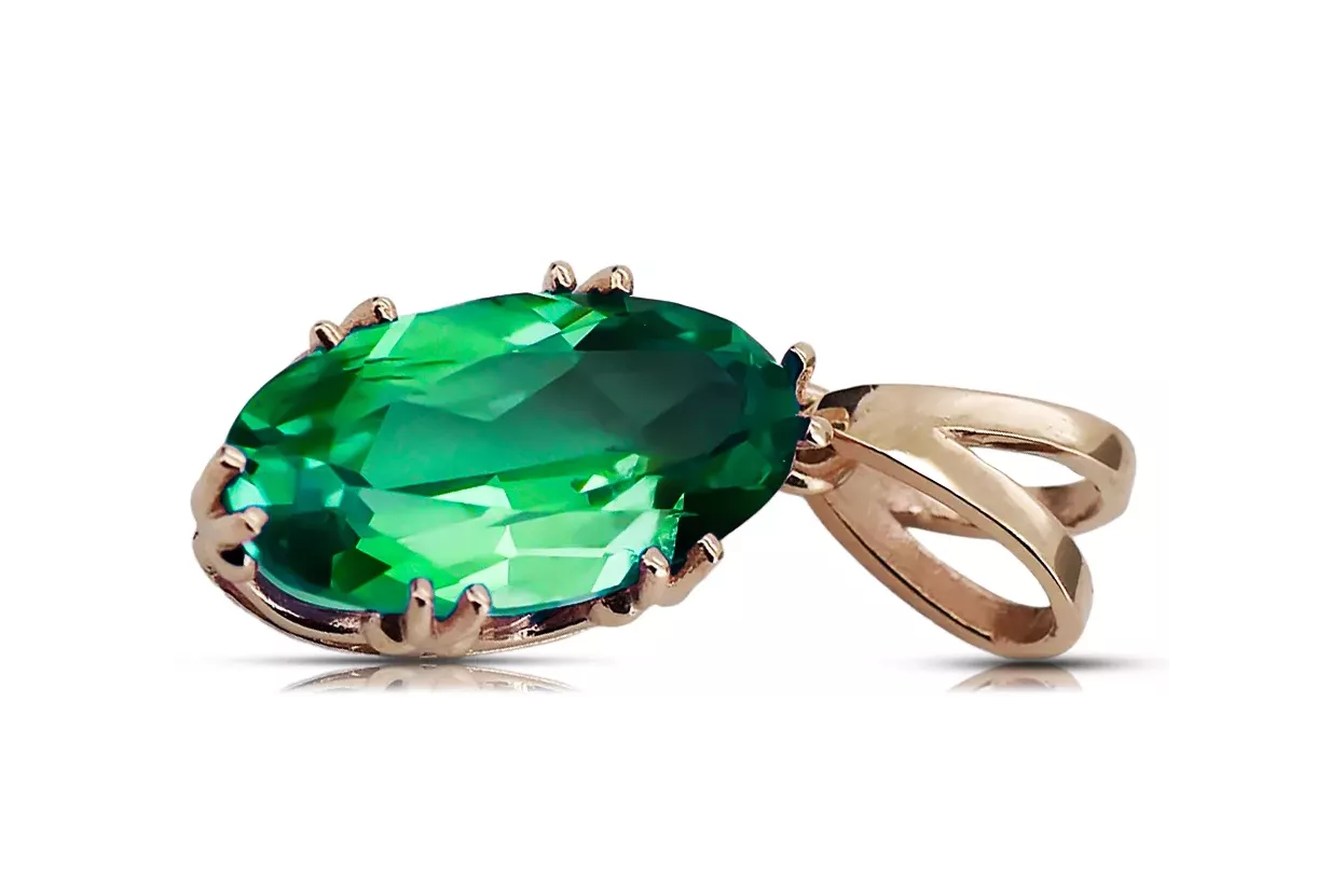 Висулка Винтидж стил Смарагд Оригинално ретро 14k розово злато vpc019r Висулка Винтидж стил Смарагд Оригинално ретро 14k розово злато vpc019r