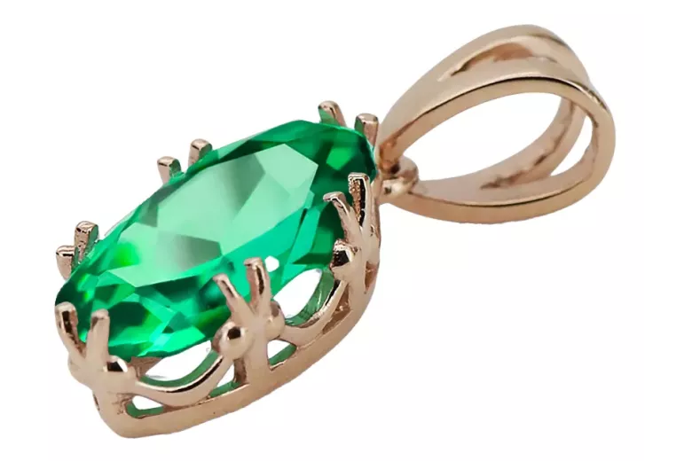 Anhänger Vintage Smaragd Originales Vintage-Roségold aus 14 Karat vpc019r