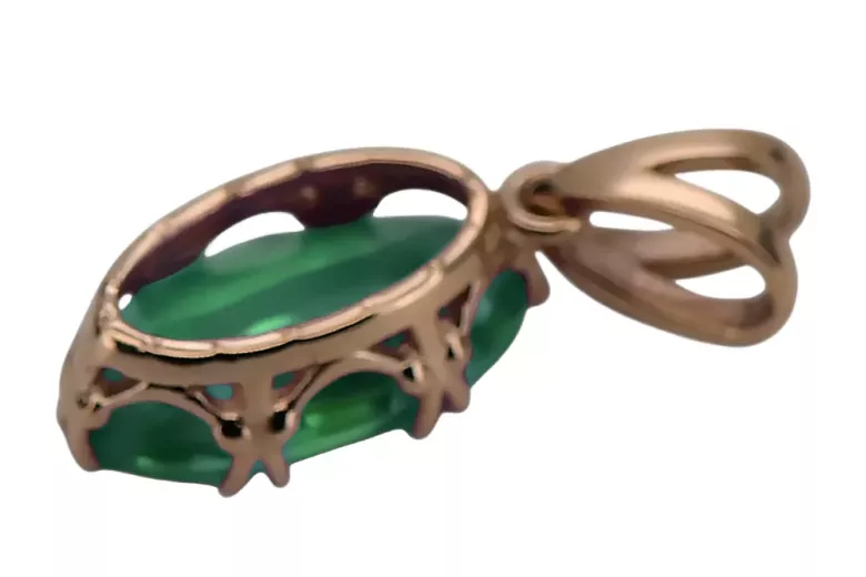 Zawieszka Szmaragd Oryginalny wyrób Vintage 14k z różowego złota Vintage Biżuteria vpc019r