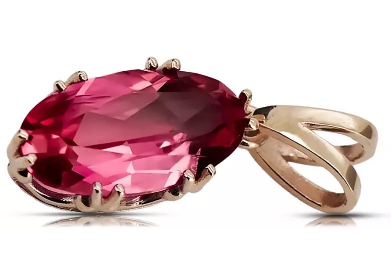 Bijoux vintage Pendentif Rubis Or rose 14 carats vintage d'origine vpc019r