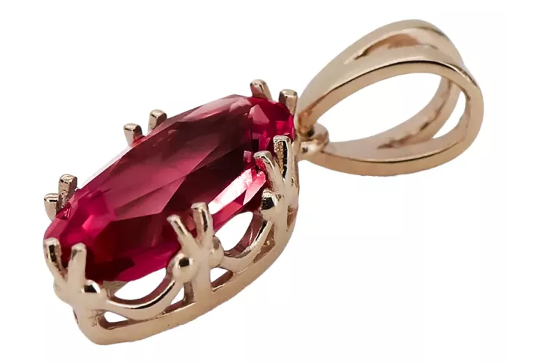 Bijoux vintage Pendentif Rubis Or rose 14 carats vintage d'origine vpc019r