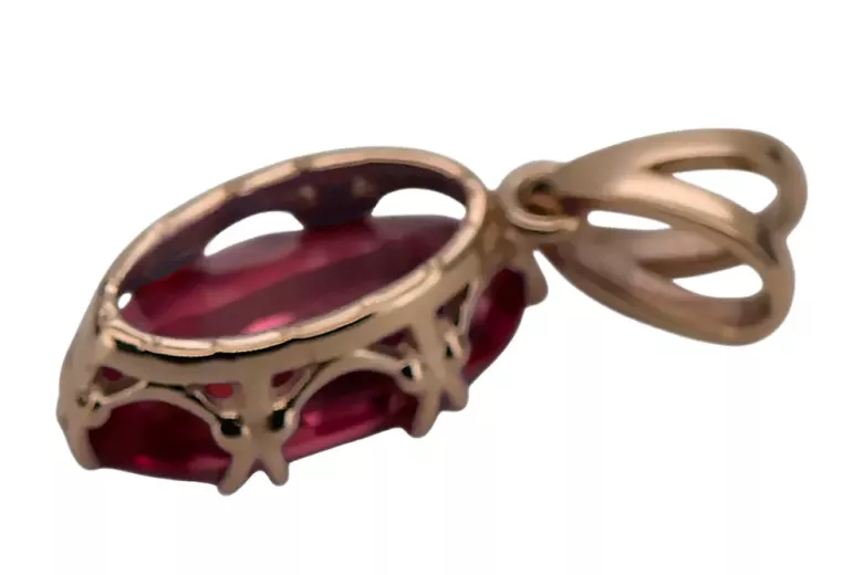 Bijoux vintage Pendentif Rubis Or rose 14 carats vintage d'origine vpc019r