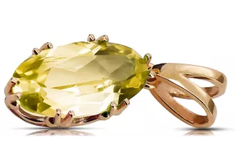 Жълт перидот Оригинално ретро 14k розово злато Висулка Винтидж vpc019r