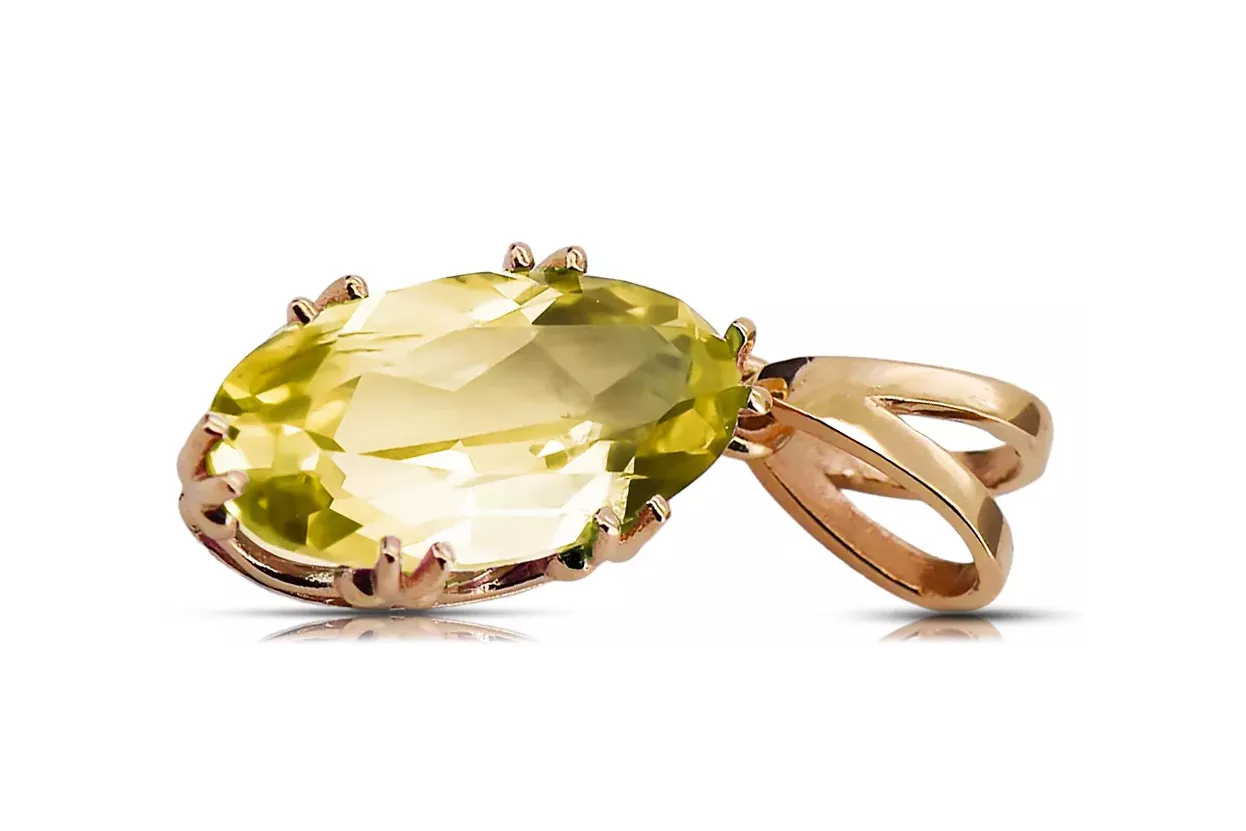 Anhänger Vintage Stil Gelber Peridot Originales Vintage-Roségold aus 14 Karat vpc019r Anhänger Vintage Stil Gelber Peridot Originales Vintage-Roségold aus 14 Karat vpc019r