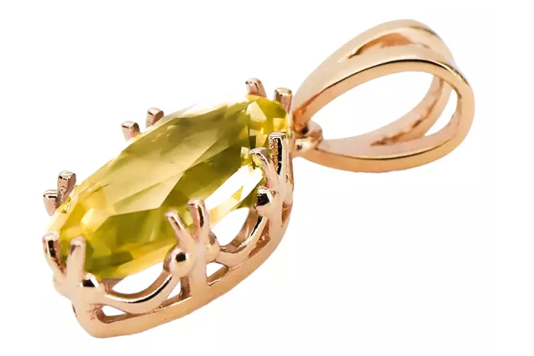 Anhänger Vintage Stil Gelber Peridot Originales Vintage-Roségold aus 14 Karat vpc019r