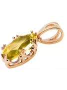 Жълт перидот Оригинално ретро 14k розово злато Висулка Винтидж vpc019r