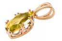 Жълт перидот Оригинално ретро 14k розово злато Висулка Винтидж vpc019r