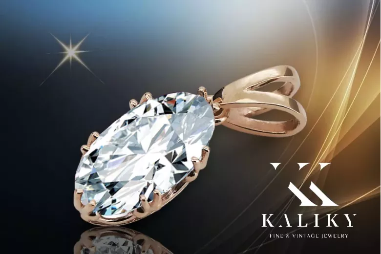 Висулка Винтидж крафт Циркон Оригинално ретро 14k розово злато vpc019r