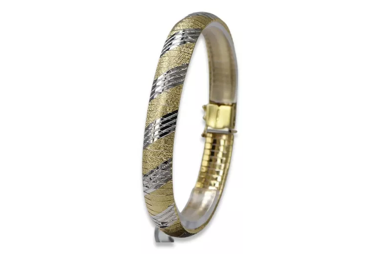 Amarillo blanco italiano 14k oro fantasía pulsera cbt003yw