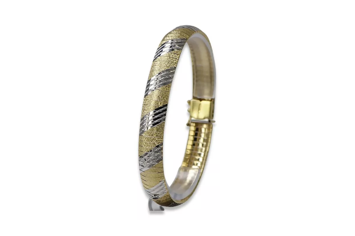 Amarillo blanco italiano 14k oro fantasía pulsera cbt003yw Amarillo blanco italiano 14k oro fantasía pulsera cbt003yw