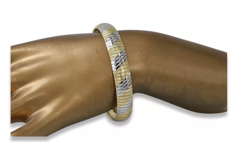 Amarillo blanco italiano 14k oro fantasía pulsera cbt003yw